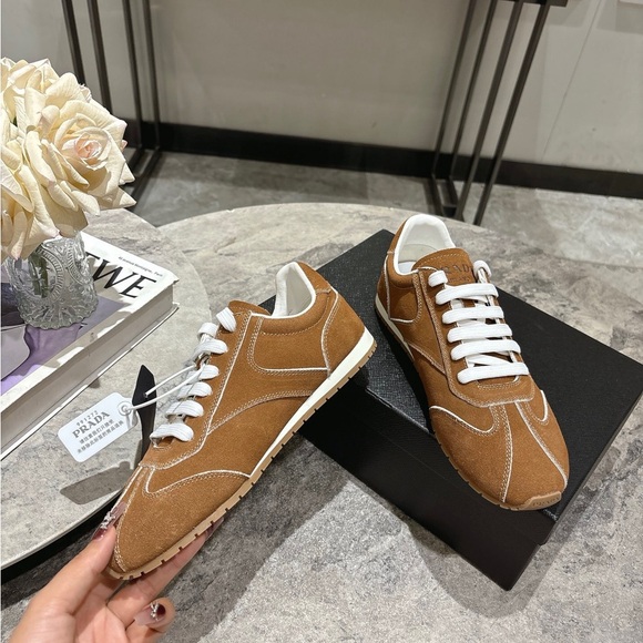 Prada Brown Suede Sneakers - Picture 1 of 7